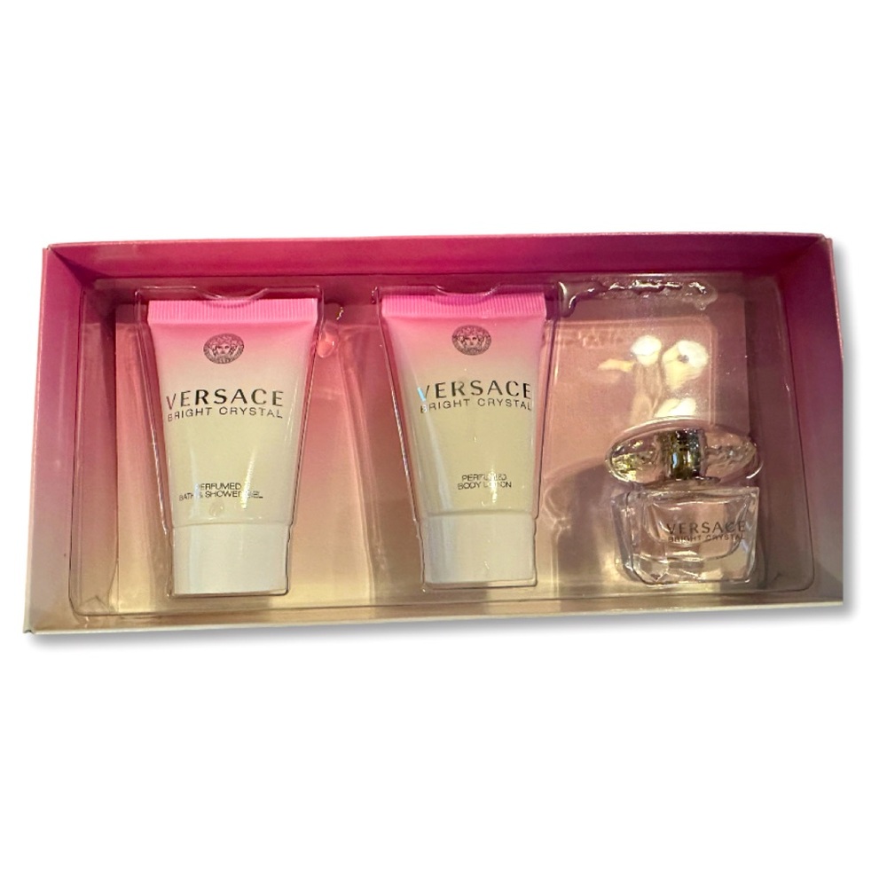 Versace Bright Crystal Gift Set with Shower Gel, Body Lotion, and EDT